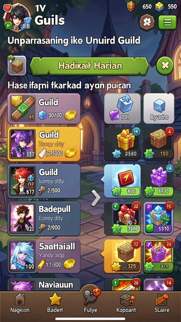 Tampilan berbagai hadiah yang bisa didapatkan pemain.