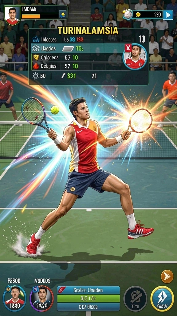 Screenshot menampilkan karakter utama dalam pertarungan epic.